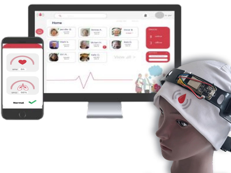 Pulse oximetry Reimagined. Smart headwear for AI-powered health monitoring in elderly care.