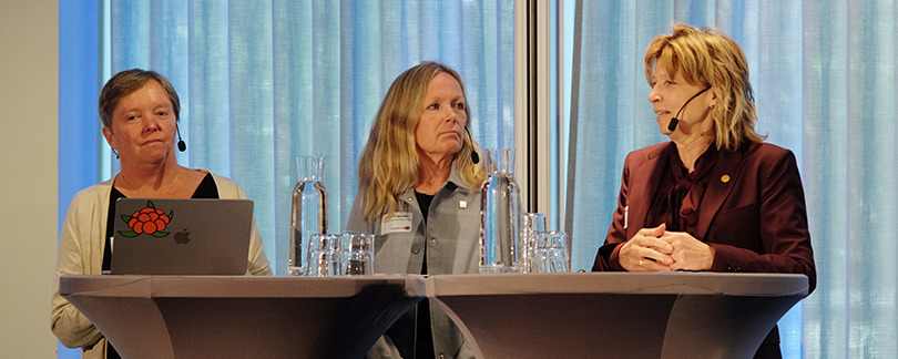 Three women in discussion