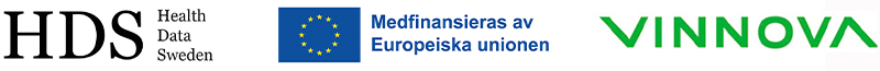 Tre logotyper: HDS, EU-flagga, Vinnova