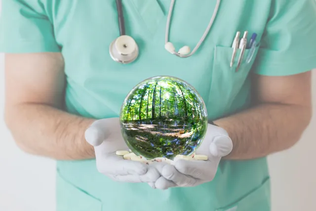 Foto av händer som håller ett jordklot