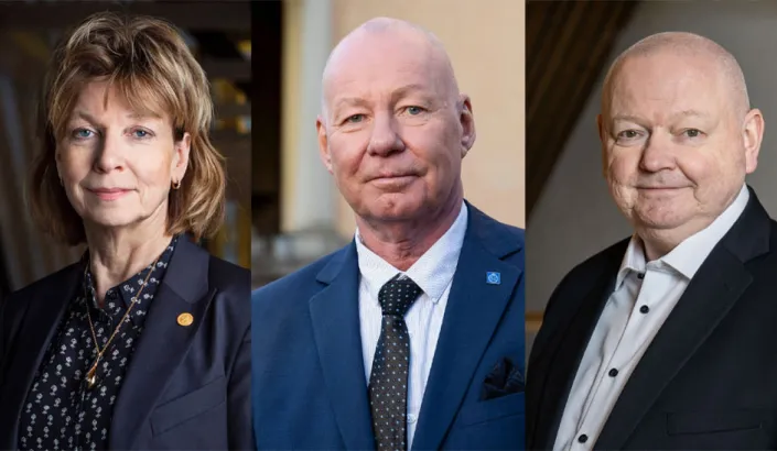 Foto av en kvinna och två män